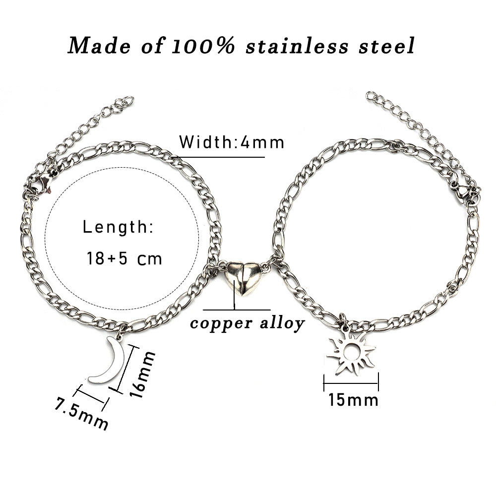 Magnet Attraction Stainless Steel Bracelets For Couples Men Women