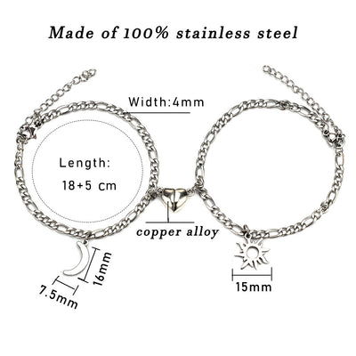 Magnet Attraction Stainless Steel Bracelets For Couples Men Women