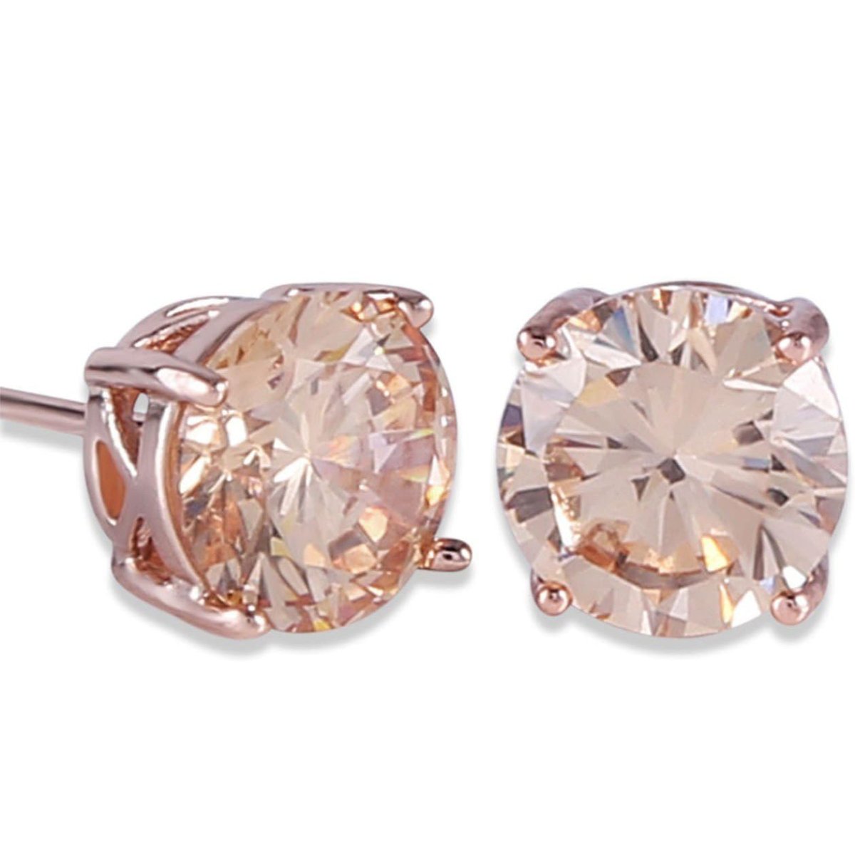 1 Pair Of Rose Gold Tone Citrine Royal Trip Jewelry Eternal Stud Earrings, Perfect Gift For Birthday, Christmas, Chinese New Year's Eve, Anniversary, Mother's Day - NeraVault