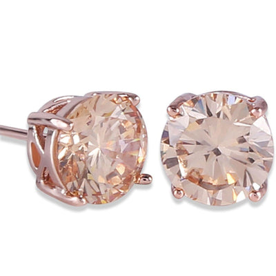 1 Pair Of Rose Gold Tone Citrine Royal Trip Jewelry Eternal Stud Earrings, Perfect Gift For Birthday, Christmas, Chinese New Year's Eve, Anniversary, Mother's Day - NeraVault