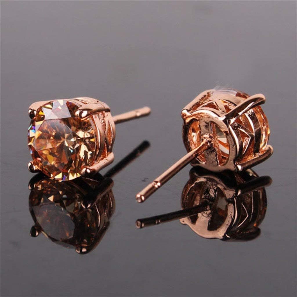 1 Pair Of Rose Gold Tone Citrine Royal Trip Jewelry Eternal Stud Earrings, Perfect Gift For Birthday, Christmas, Chinese New Year's Eve, Anniversary, Mother's Day - NeraVault