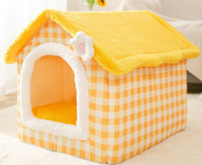 Foldable Winter Dog House & Cat Bed – Removable Nest Enclosed Cozy Kennel Sofa