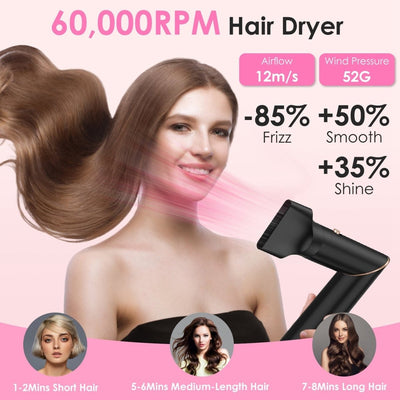 1Pc 5 In 1 Hot Air Styler Straightener Curler Dryer Automatic Wrap Styler Hair Dryer Brush Set With 3 Temp Settings ALCI Plug Glove Cable Tie 2 Alligator Hair Clips - NeraVault