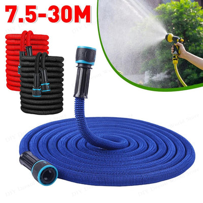 25FT - 100FT(after water injection) Expandable Magic Hose Suitable for 3/4 " 1/2" Faucets High - Pressure Car Wash Water Gun Hose - NeraVault