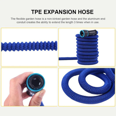 25FT - 100FT(after water injection) Expandable Magic Hose Suitable for 3/4 " 1/2" Faucets High - Pressure Car Wash Water Gun Hose - NeraVault