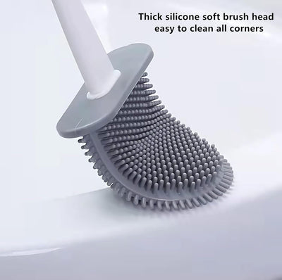 Silicone Toilet Brush with Wall Mount & Ventilated Base – Soft TPR Bristles for Deep Cleaning