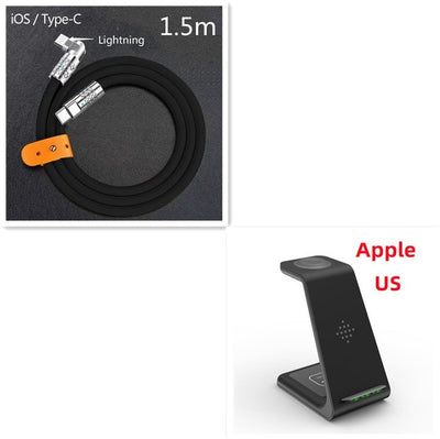 3 In 1 Fast Charging Station Wireless Charger Stand Wireless Quick Charge Dock For Phone Holder - NeraVault