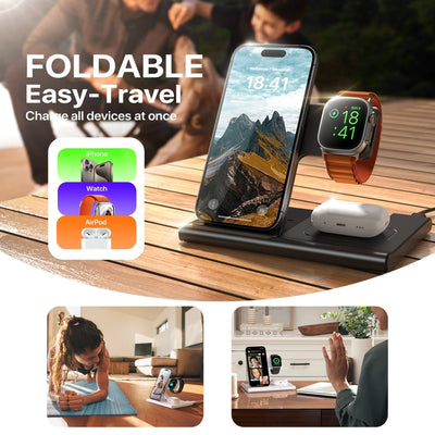 3 In 1 Wireless Charging Sation For Multiple Devices 15W Fast Charging Stand - NeraVault