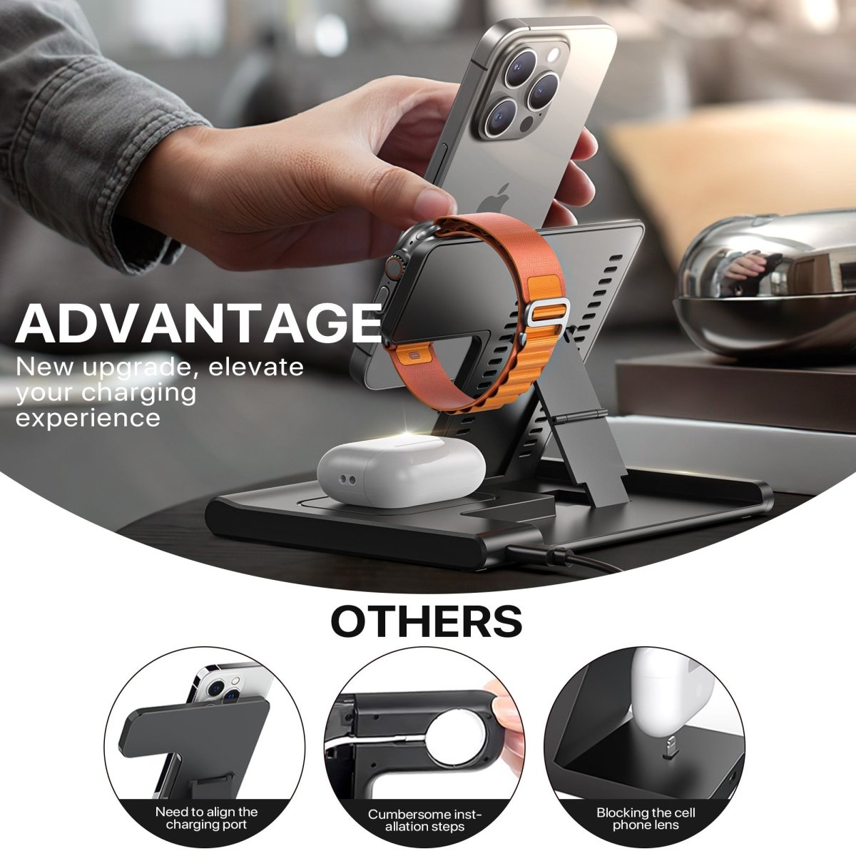 3 In 1 Wireless Charging Sation For Multiple Devices 15W Fast Charging Stand - NeraVault
