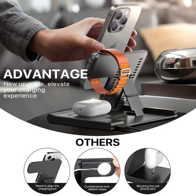 3 In 1 Wireless Charging Sation For Multiple Devices 15W Fast Charging Stand - NeraVault