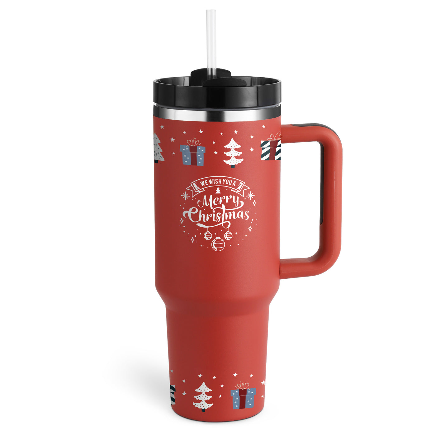 40oz Insulated Stainless Steel Tumbler with Handle, Straw & Spill-Proof Lid – Travel Mug for Car, Gym & Offic