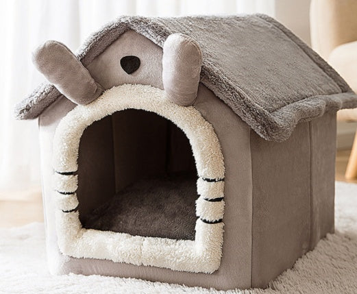 Foldable Winter Dog House & Cat Bed – Removable Nest Enclosed Cozy Kennel Sofa