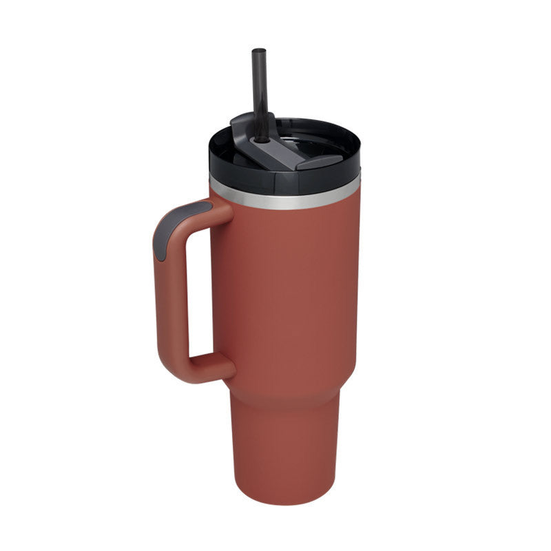 40oz Insulated Stainless Steel Tumbler with Handle, Straw & Spill-Proof Lid – Travel Mug for Car, Gym & Offic