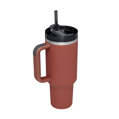 40oz Insulated Stainless Steel Tumbler with Handle, Straw & Spill-Proof Lid – Travel Mug for Car, Gym & Offic
