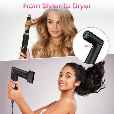 5-in-1 Hot Air Styler Brush Set – Straightener, Curler & Dryer with 3 Temp Settings and Accessories