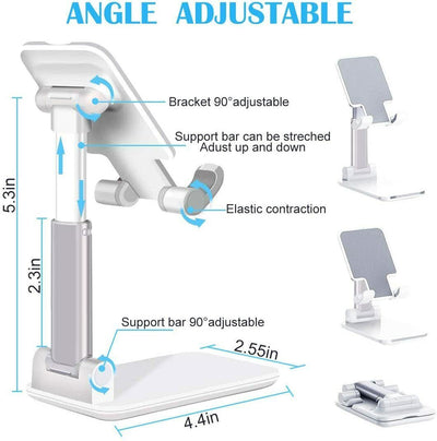 Foldable Desktop Stand for Mobile Phones and Tablets with Adjustable Support