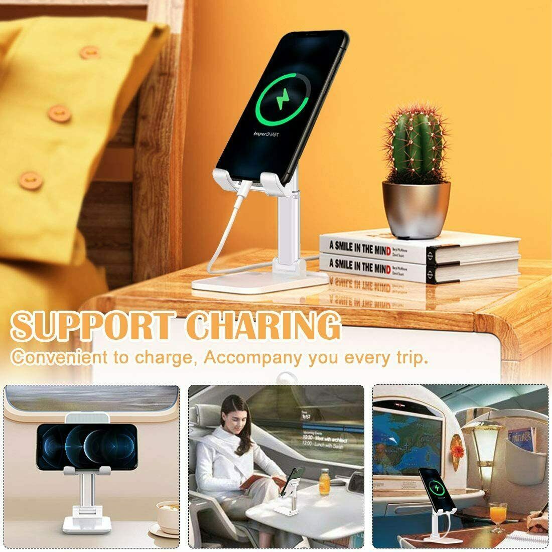 Foldable Desktop Stand for Mobile Phones and Tablets with Adjustable Support