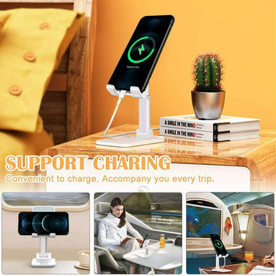 Foldable Desktop Stand for Mobile Phones and Tablets with Adjustable Support