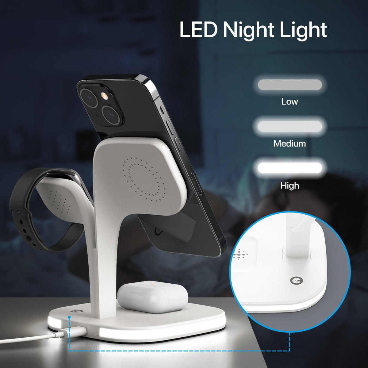 5 - in - 1 Magnetic Real Wireless Desktop Fast Charging Station For Multiple Devices - NeraVault