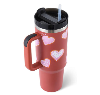 40oz Insulated Stainless Steel Tumbler with Handle, Straw & Spill-Proof Lid – Travel Mug for Car, Gym & Offic