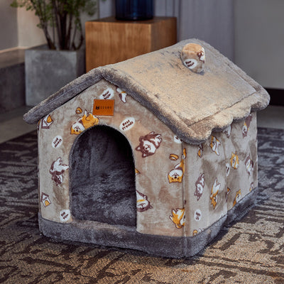 Foldable Winter Dog House & Cat Bed – Removable Nest Enclosed Cozy Kennel Sofa