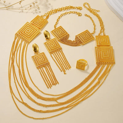 5pcs Fashion Ladies 18k Gold Plated Jewelry Set Tassel - NeraVault