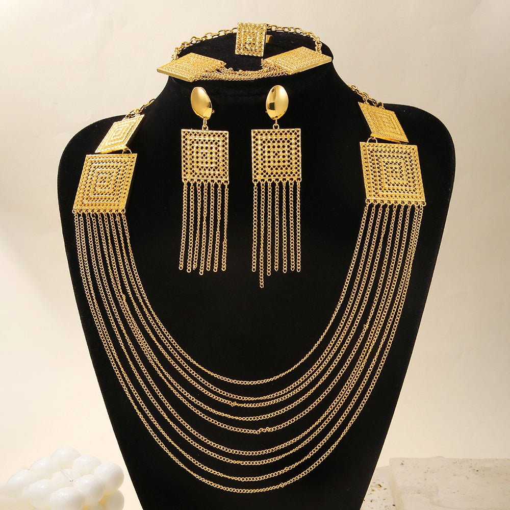 5pcs Fashion Ladies 18k Gold Plated Jewelry Set Tassel - NeraVault