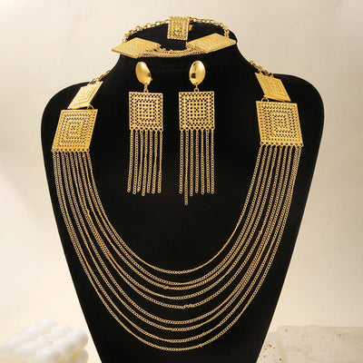 5pcs Fashion Ladies 18k Gold Plated Jewelry Set Tassel - NeraVault