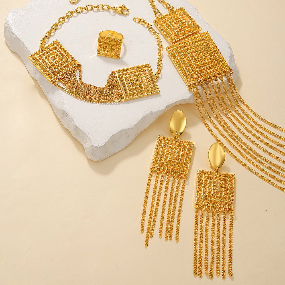 5pcs Fashion Ladies 18k Gold Plated Jewelry Set Tassel - NeraVault