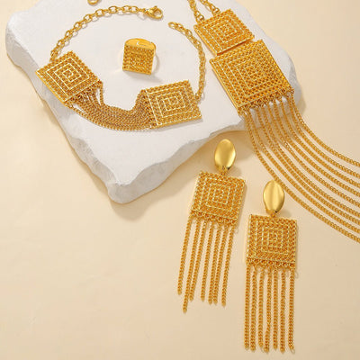5pcs Fashion Ladies 18k Gold Plated Jewelry Set Tassel - NeraVault
