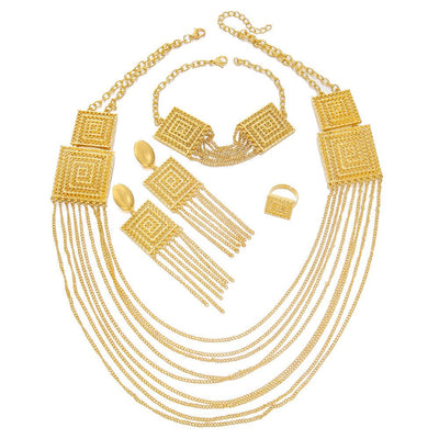 5pcs Fashion Ladies 18k Gold Plated Jewelry Set Tassel - NeraVault