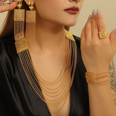 5pcs Fashion Ladies 18k Gold Plated Jewelry Set Tassel - NeraVault