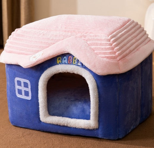 Foldable Winter Dog House & Cat Bed – Removable Nest Enclosed Cozy Kennel Sofa