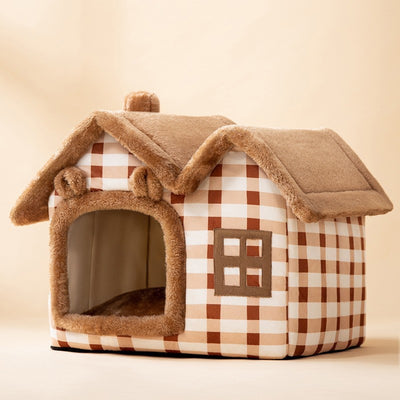 Foldable Winter Dog House & Cat Bed – Removable Nest Enclosed Cozy Kennel Sofa