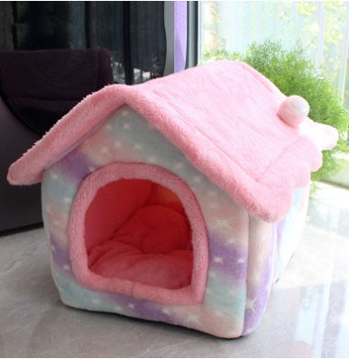 Foldable Winter Dog House & Cat Bed – Removable Nest Enclosed Cozy Kennel Sofa