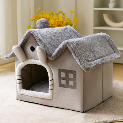 Foldable Winter Dog House & Cat Bed – Removable Nest Enclosed Cozy Kennel Sofa