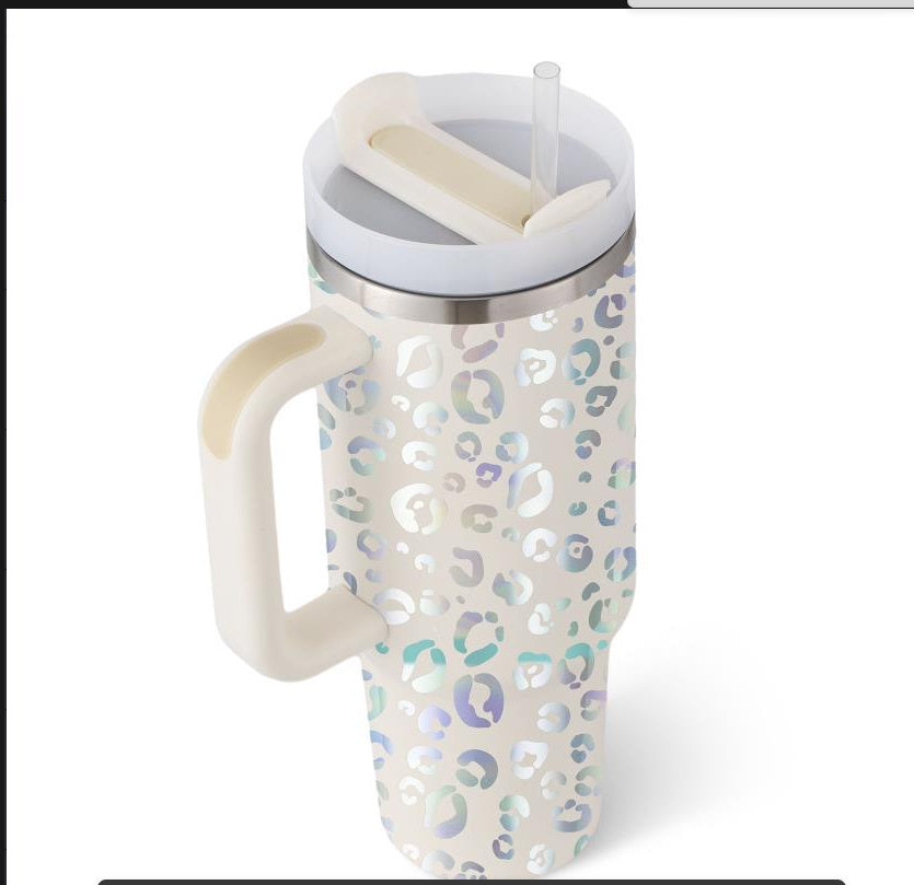 40oz Insulated Stainless Steel Tumbler with Handle, Straw & Spill-Proof Lid – Travel Mug for Car, Gym & Offic