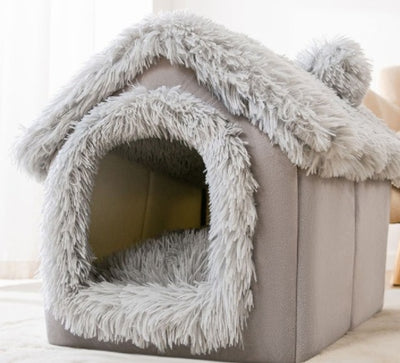 Foldable Winter Dog House & Cat Bed – Removable Nest Enclosed Cozy Kennel Sofa
