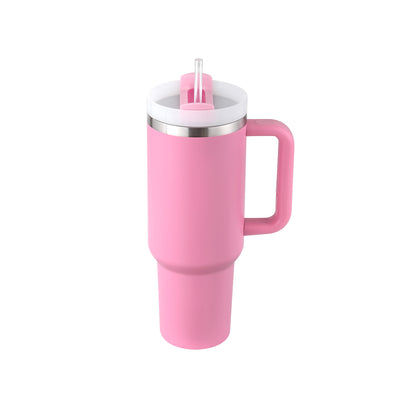 40oz Insulated Stainless Steel Tumbler with Handle, Straw & Spill-Proof Lid – Travel Mug for Car, Gym & Offic