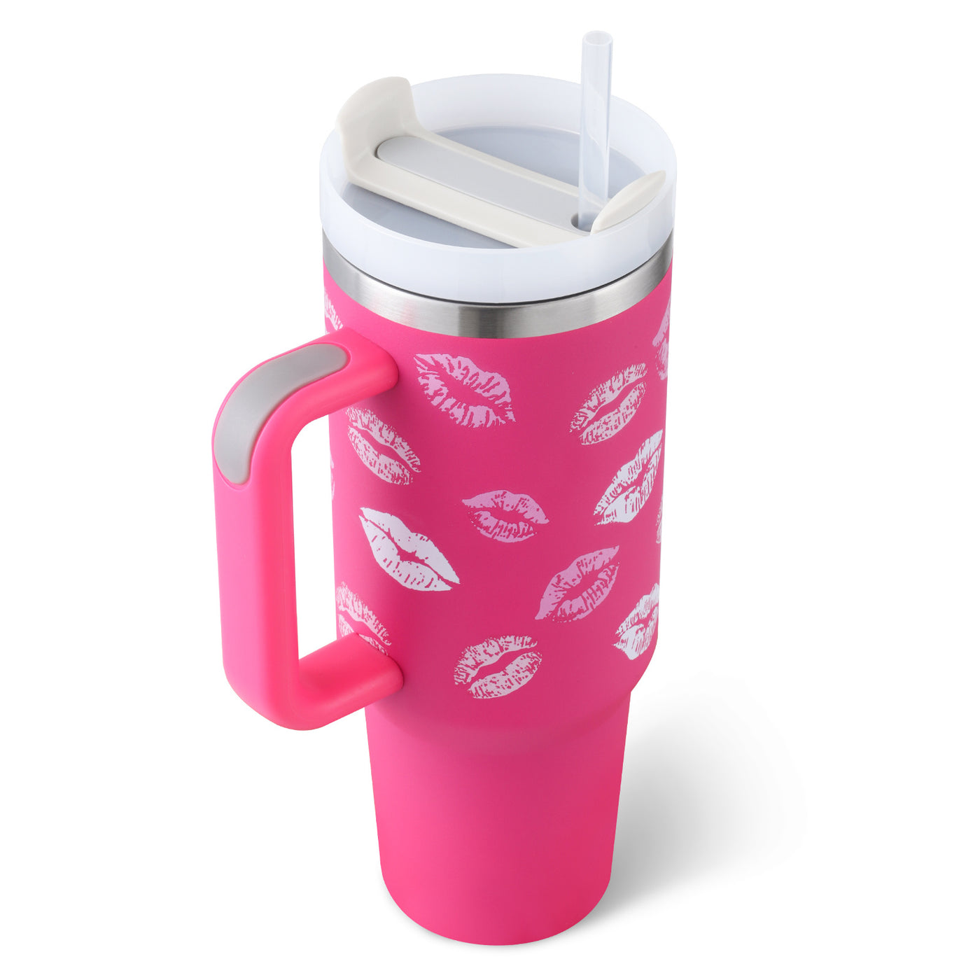 40oz Insulated Stainless Steel Tumbler with Handle, Straw & Spill-Proof Lid – Travel Mug for Car, Gym & Offic