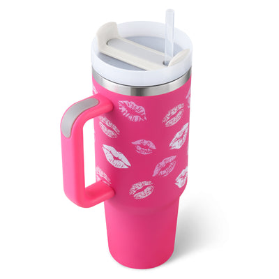 40oz Insulated Stainless Steel Tumbler with Handle, Straw & Spill-Proof Lid – Travel Mug for Car, Gym & Offic