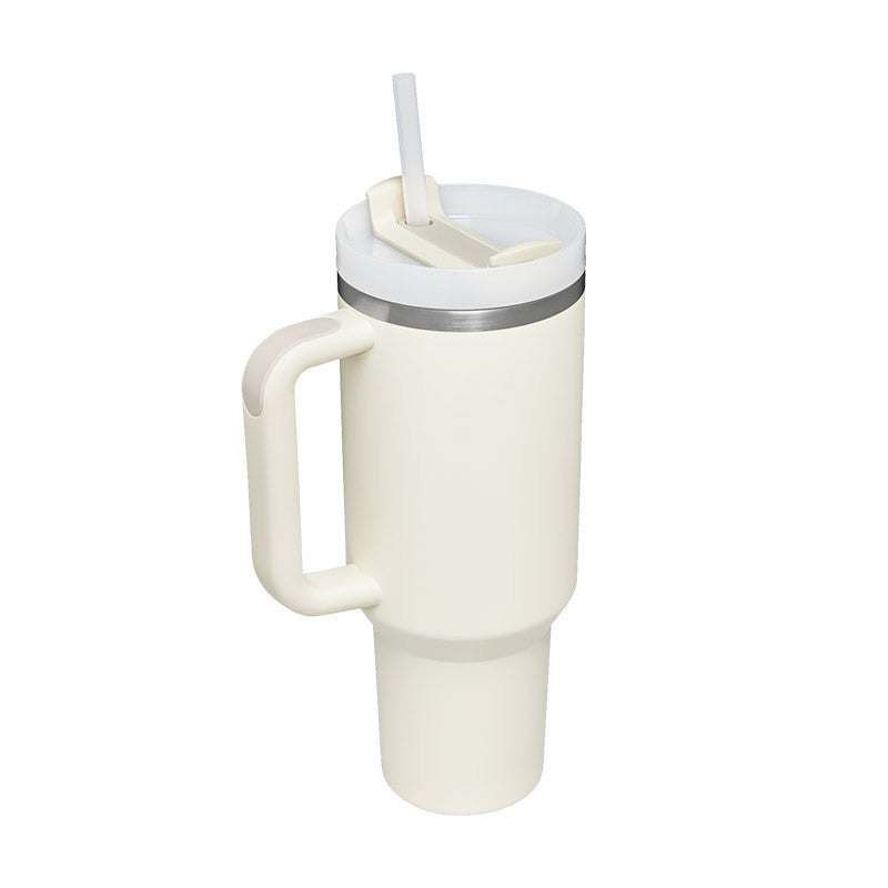 40oz Insulated Stainless Steel Tumbler with Handle, Straw & Spill-Proof Lid – Travel Mug for Car, Gym & Offic