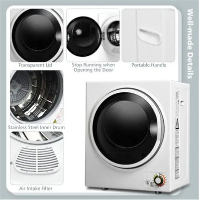 850W Compact Portable Clothes Dryer - 10 Lbs, For Apartments Dorms - NeraVault