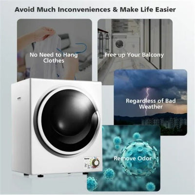 850W Compact Portable Clothes Dryer - 10 Lbs, For Apartments Dorms - NeraVault