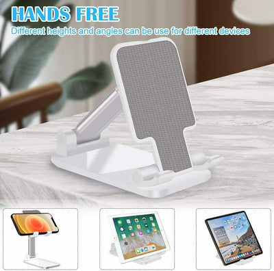 Foldable Desktop Stand for Mobile Phones and Tablets with Adjustable Support