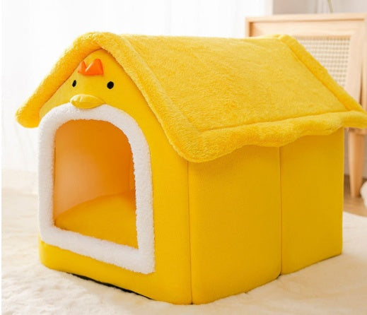 Foldable Winter Dog House & Cat Bed – Removable Nest Enclosed Cozy Kennel Sofa