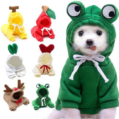 Cute Fruit-Themed Winter Hoodie for Small Dogs – Warm Fleece Coat for Puppies & Cats