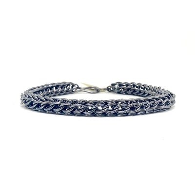 Chunky Foxtail Chainmaille Bracelet in Oxidized Silver