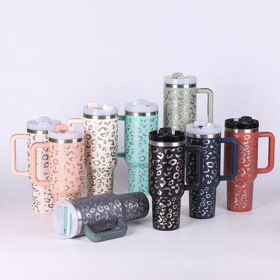 40oz Insulated Stainless Steel Tumbler with Handle, Straw & Spill-Proof Lid – Travel Mug for Car, Gym & Offic