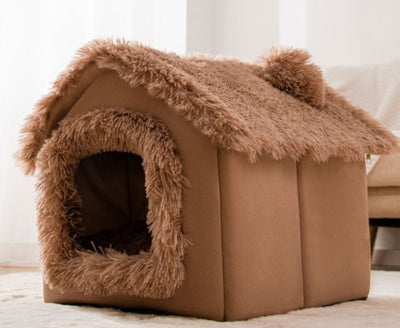 Foldable Winter Dog House & Cat Bed – Removable Nest Enclosed Cozy Kennel Sofa
